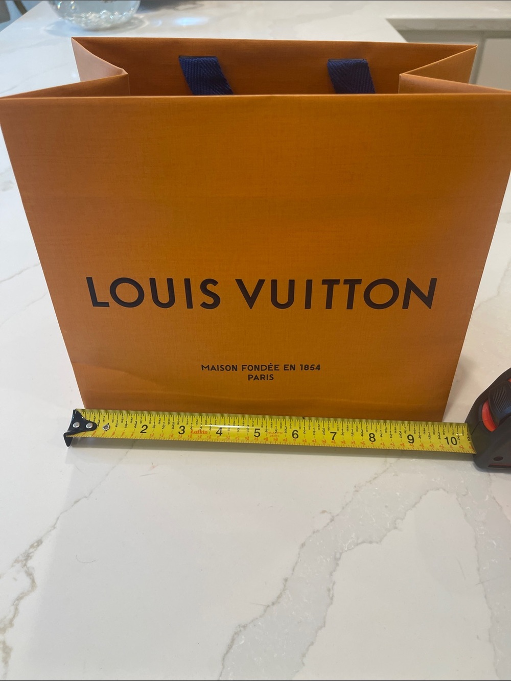 Louis Vuitton Orange Bag with Navy Handles and Logo